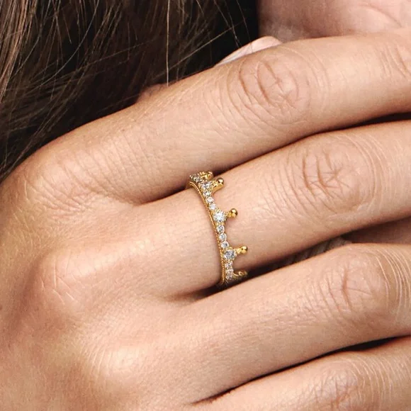 Retired Pandora Gold Crown Ring 👑 Size 5 - Picture 8 of 14